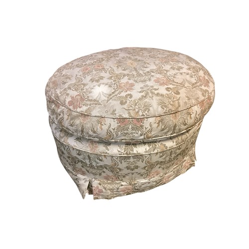 512 - Two upholstered Pouffe/stools, tops 70cm x 58cm, 52 cm high, and two small cushions, part of the Eat... 