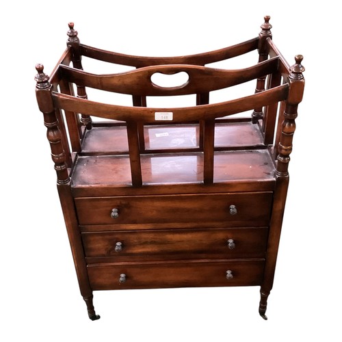 548 - A mahogany three sectioned canterbury, 52cm wide x 34 deep x 77cm high