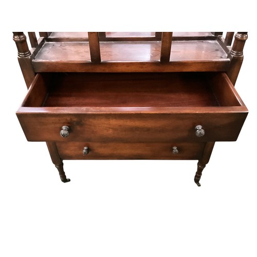 548 - A mahogany three sectioned canterbury, 52cm wide x 34 deep x 77cm high