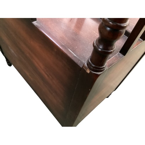 548 - A mahogany three sectioned canterbury, 52cm wide x 34 deep x 77cm high