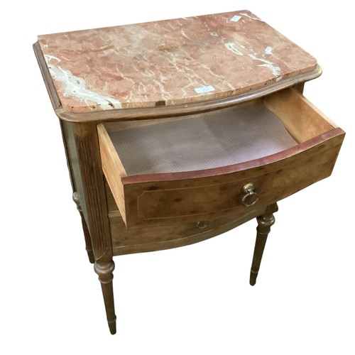 517 - Small sideboard with tree doors and marble top 57cm wide x 39.5cm deep x 80cm high