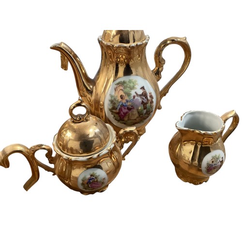 207 - A collection of glass ware together with a Royal Worcester gilt tea service