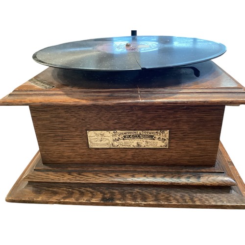 205 - Two Gramophones to include an HMV example and an oak cased portable example.