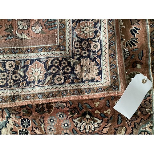 358 - Sulayman apprentice handmade silk rug with central floral and birds pattern and floral border. Main ... 