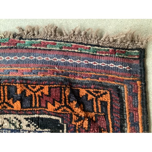 362 - Afghan handmade rug , central pattern depicting a temple and a rug with a border. Colours are cream ... 