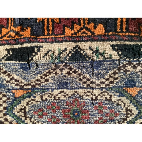 362 - Afghan handmade rug , central pattern depicting a temple and a rug with a border. Colours are cream ... 