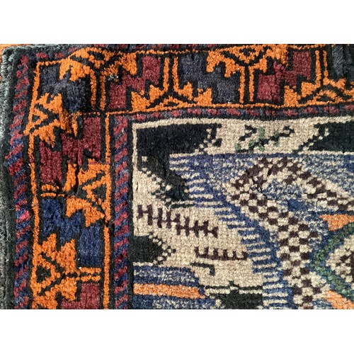 362 - Afghan handmade rug , central pattern depicting a temple and a rug with a border. Colours are cream ... 