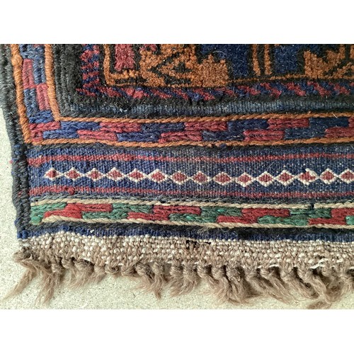 362 - Afghan handmade rug , central pattern depicting a temple and a rug with a border. Colours are cream ... 