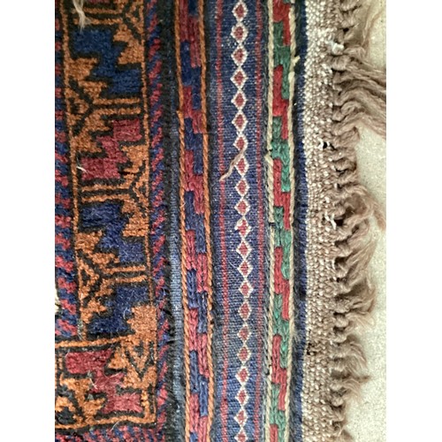 362 - Afghan handmade rug , central pattern depicting a temple and a rug with a border. Colours are cream ... 