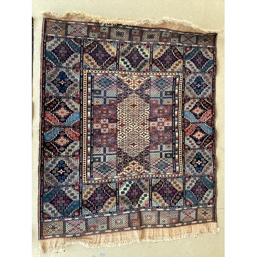 373 - Three similar wool rugs, see photos for details. Wear commensurate with age and use. Largest 116 cm ... 