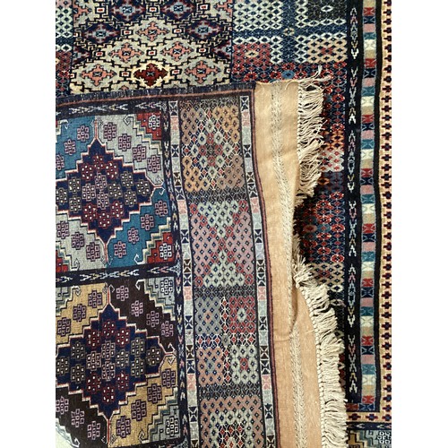 373 - Three similar wool rugs, see photos for details. Wear commensurate with age and use. Largest 116 cm ... 