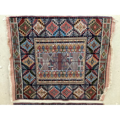 373 - Three similar wool rugs, see photos for details. Wear commensurate with age and use. Largest 116 cm ... 