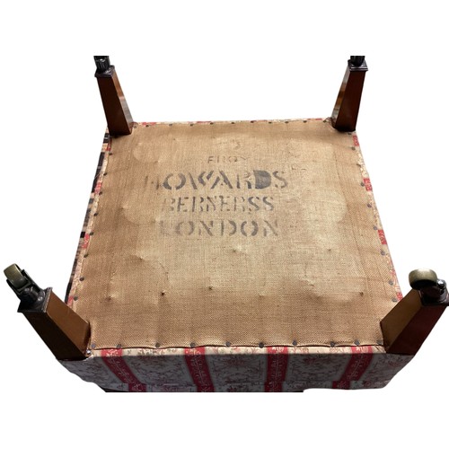 500 - Howard and Sons stool, stamped underside to Hessian 'Howard and Sons Berners Street London', Howard ... 