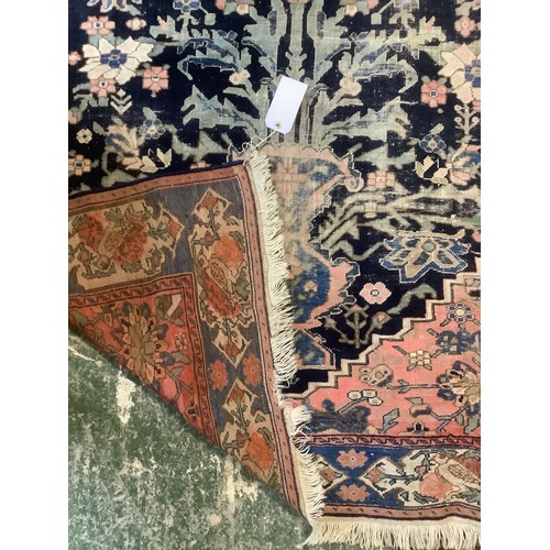 347 - Two rugs, long runner 104cm x 370cm - general wear, hole and fraying to edges, see images; other 157... 