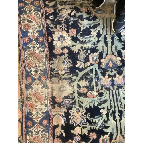 347 - Two rugs, long runner 104cm x 370cm - general wear, hole and fraying to edges, see images; other 157... 