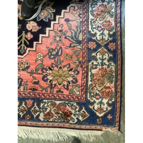 347 - Two rugs, long runner 104cm x 370cm - general wear, hole and fraying to edges, see images; other 157... 