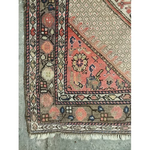 347 - Two rugs, long runner 104cm x 370cm - general wear, hole and fraying to edges, see images; other 157... 