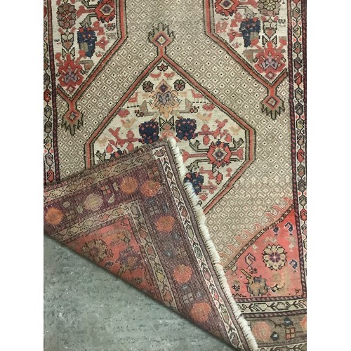 347 - Two rugs, long runner 104cm x 370cm - general wear, hole and fraying to edges, see images; other 157... 