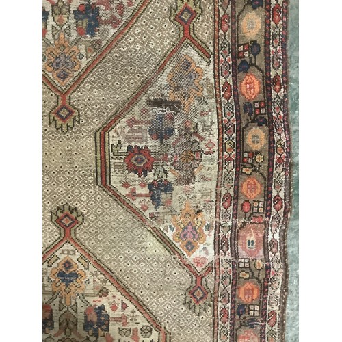 347 - Two rugs, long runner 104cm x 370cm - general wear, hole and fraying to edges, see images; other 157... 