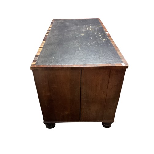 560 - Six drawer leather top kneehole writing desk, stamped 'J.Bramah's Patent Shaw & Crane' to one brass ... 