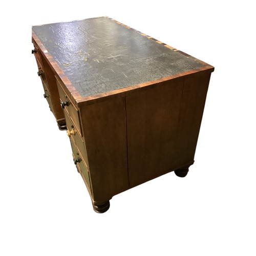 560 - Six drawer leather top kneehole writing desk, stamped 'J.Bramah's Patent Shaw & Crane' to one brass ... 