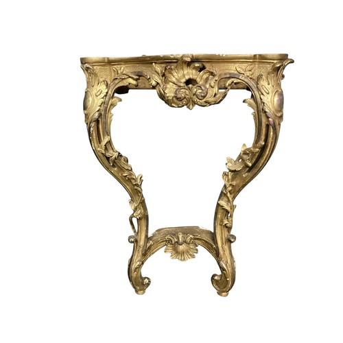 503 - A serpentine fronted giltwood marble topped console table 78 cm H.  Condition, some losses to giltwo... 