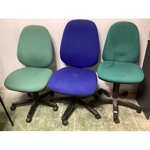 572 - Three office swivel chairs, as found