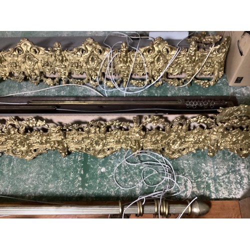 168 - A quantity of decorative brass curtain pelmets cleared from the main drawing room at 86 Eaton Square... 