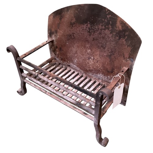 174 - A fireplace grate with attached back, as found, in used condition, 53cm wide x 26cm depth, 43cm high