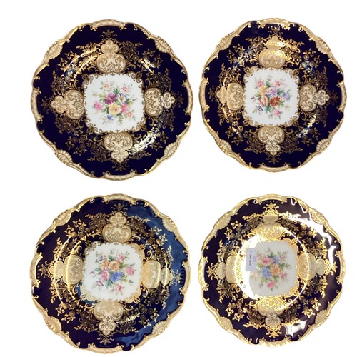 110 - A quantity of decorative blue and gilded china to include T Goode & Co London Bone China  Minton ova... 