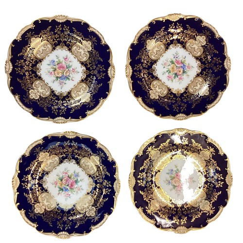 110 - A quantity of decorative blue and gilded china to include T Goode & Co London Bone China  Minton ova... 