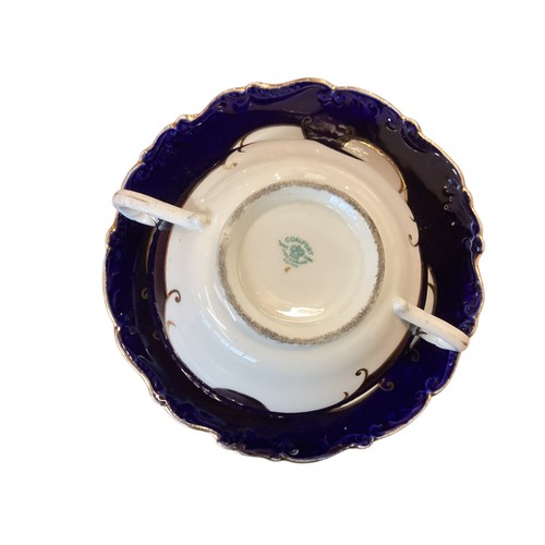 110 - A quantity of decorative blue and gilded china to include T Goode & Co London Bone China  Minton ova... 