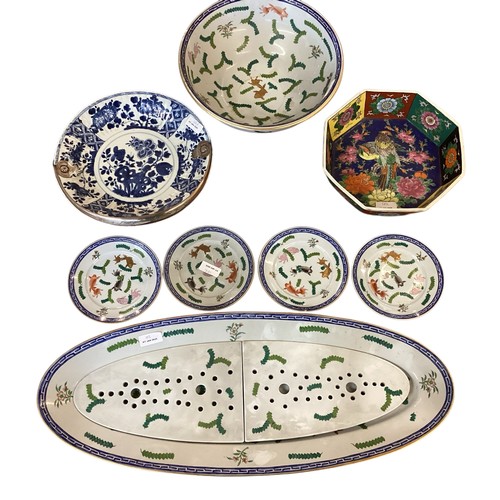 102 - A quantity of china to include a large Herend  oval fish plate with drainer, 62cm Long, and a Herend... 