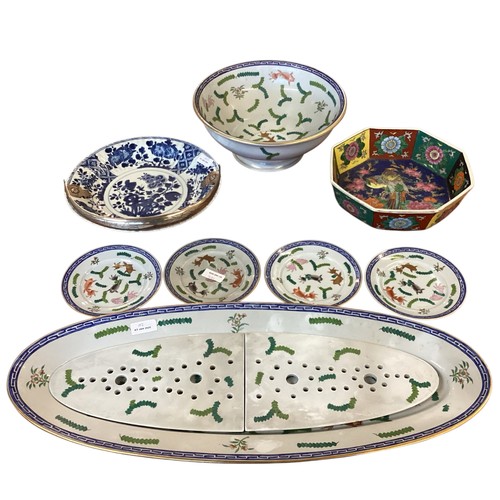 102 - A quantity of china to include a large Herend  oval fish plate with drainer, 62cm Long, and a Herend... 