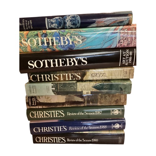 128 - A quantity of Christies and Sothebys hardback books, Reviews of the Season 1970s/1980s various. and ... 