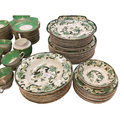 249 - A quantity of Masons ironstone china,  Charlreuse, with a green and gilt decoration; and T GOode & C... 