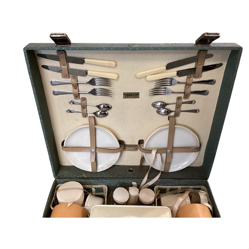 135 - A vintage picnic case with fitted interior, by Brexton, sold as seen, with some minor wear