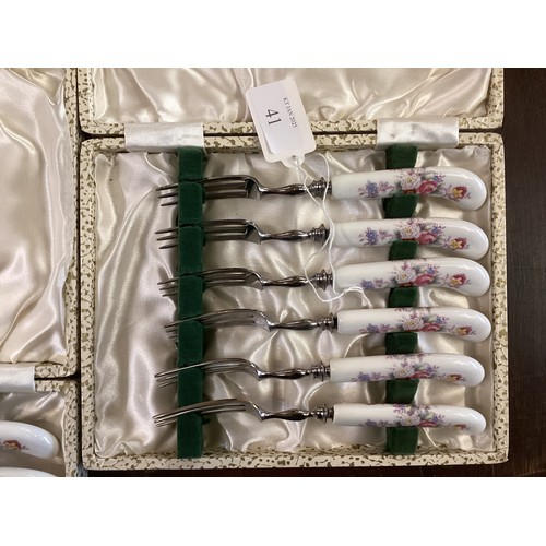 41 - Five cased boxes of Royal Crown Derby knives and forks, all in original packaging, unused,  (PROVENA... 