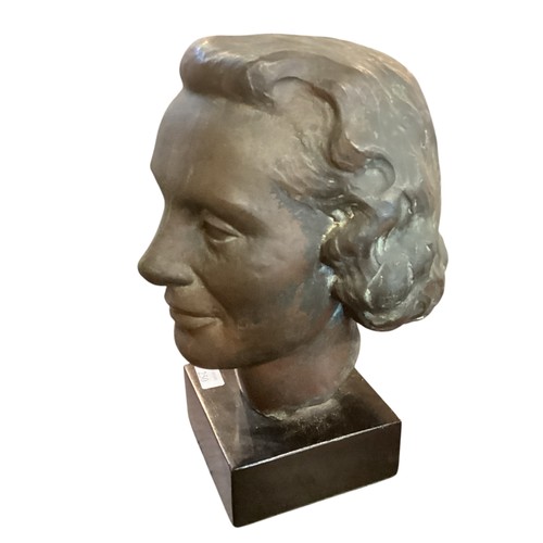 250 - A portrait bust head of a lady - Mrs Mary Rawlings (1960s) on raised stand, approx height, 31cm High... 