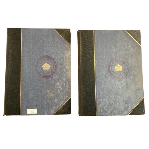 264 - Two leather and velum bound books, Edward VII His Life and times, 1910, 1911. some damp and wear to ... 