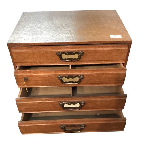 269 - A rosewood and inlaid knife box, and a wooden  4 drawer specimen chest box