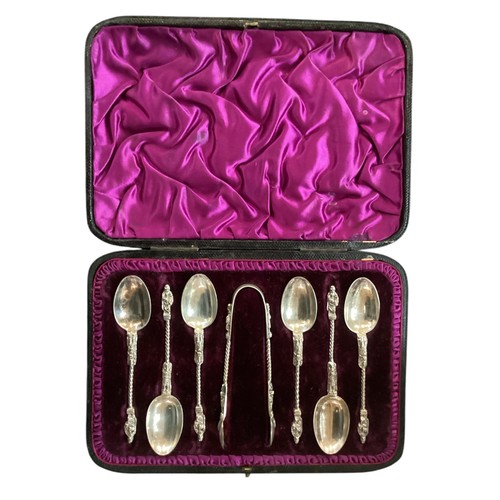 81 - A quantity of cased flatware, to include a cased set of silver apostle teaspoons, a mother of pearl ... 