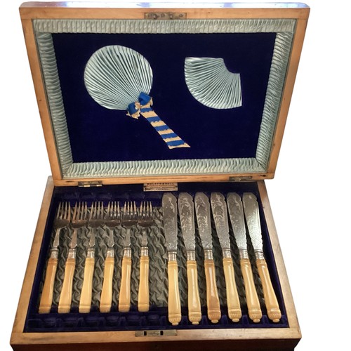 81 - A quantity of cased flatware, to include a cased set of silver apostle teaspoons, a mother of pearl ... 