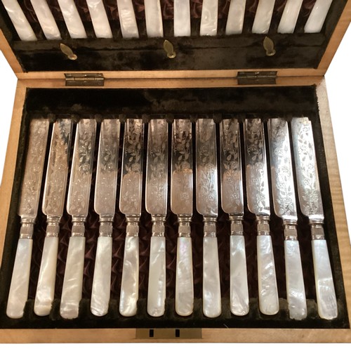 81 - A quantity of cased flatware, to include a cased set of silver apostle teaspoons, a mother of pearl ... 