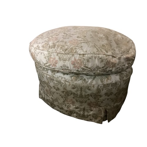 512 - Two upholstered Pouffe/stools, tops 70cm x 58cm, 52 cm high, and two small cushions, part of the Eat... 