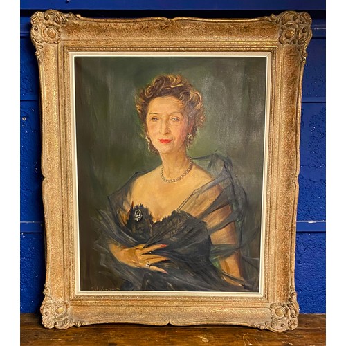 403 - Two large framed portraits by Edmond Soussa (1898-1989), both signed, cleared from 86 Eaton Square, ... 