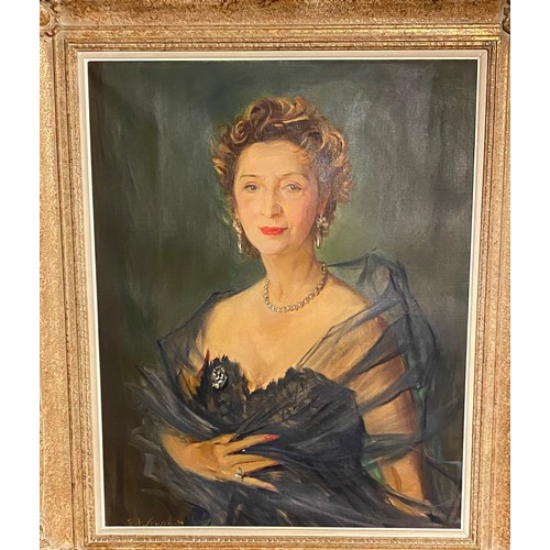 403 - Two large framed portraits by Edmond Soussa (1898-1989), both signed, cleared from 86 Eaton Square, ... 