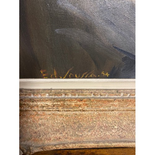 403 - Two large framed portraits by Edmond Soussa (1898-1989), both signed, cleared from 86 Eaton Square, ... 