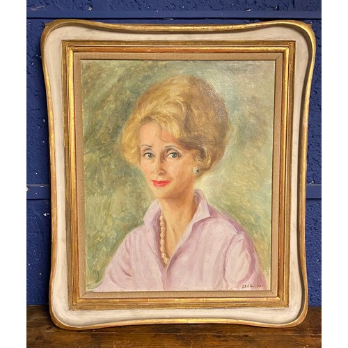 403 - Two large framed portraits by Edmond Soussa (1898-1989), both signed, cleared from 86 Eaton Square, ... 