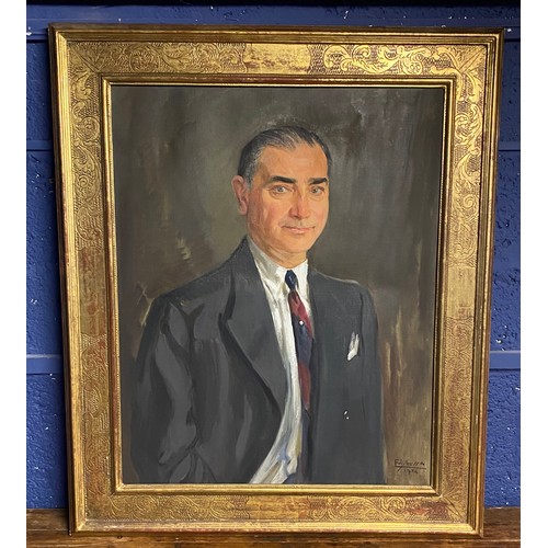 403 - Two large framed portraits by Edmond Soussa (1898-1989), both signed, cleared from 86 Eaton Square, ... 